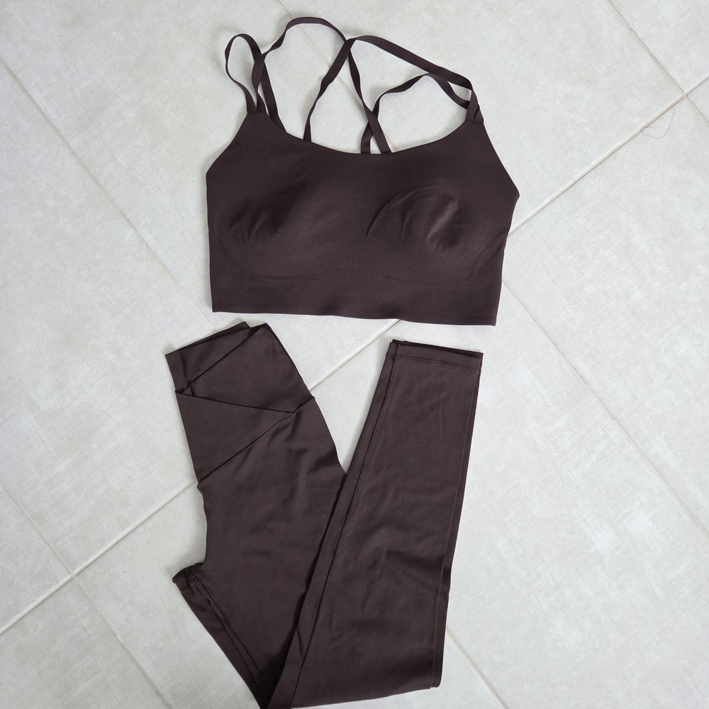 Aerie Dark Brown Sports Bra and Leggings Set